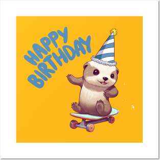 Happy Birthday Otter Posters and Art